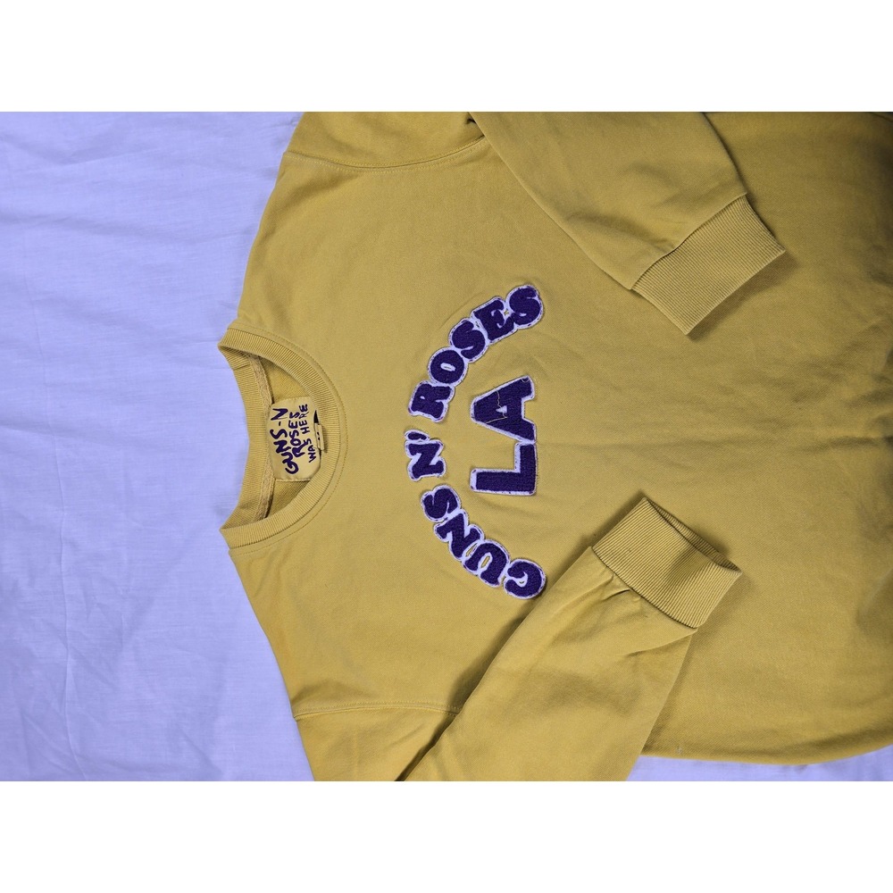 Guns N' Roses Sweatshirt Mens Medium Yellow LA Graphic‎ Fleece Crewneck Pullover